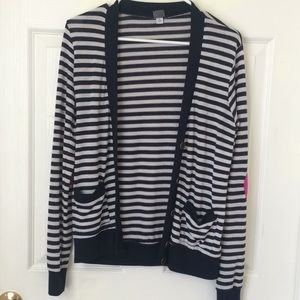 Striped Elbow Patch Cardigan